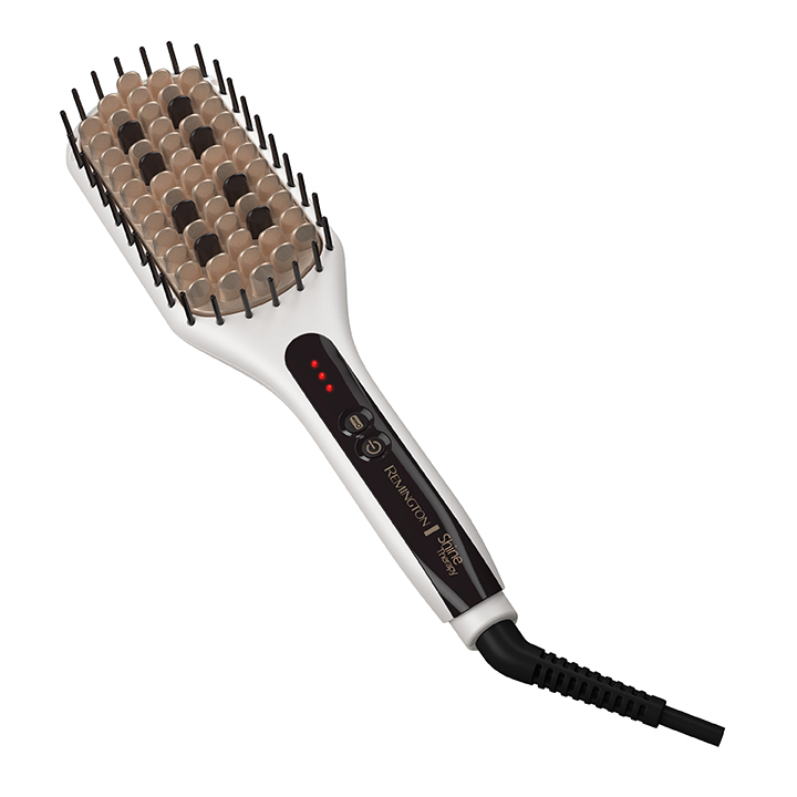 SHINE THERAPY Argan Oil Keratin Infused Straightening Brush Heated Styling Brush Paddle Brush